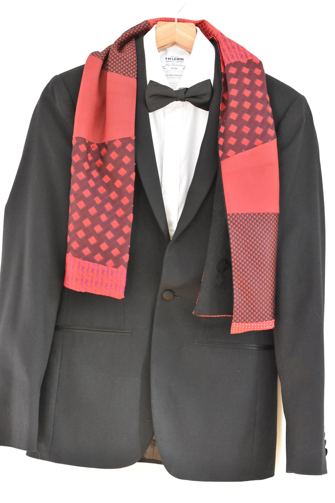 Red & black men's or women's vintage silk tie kimono | Etsy