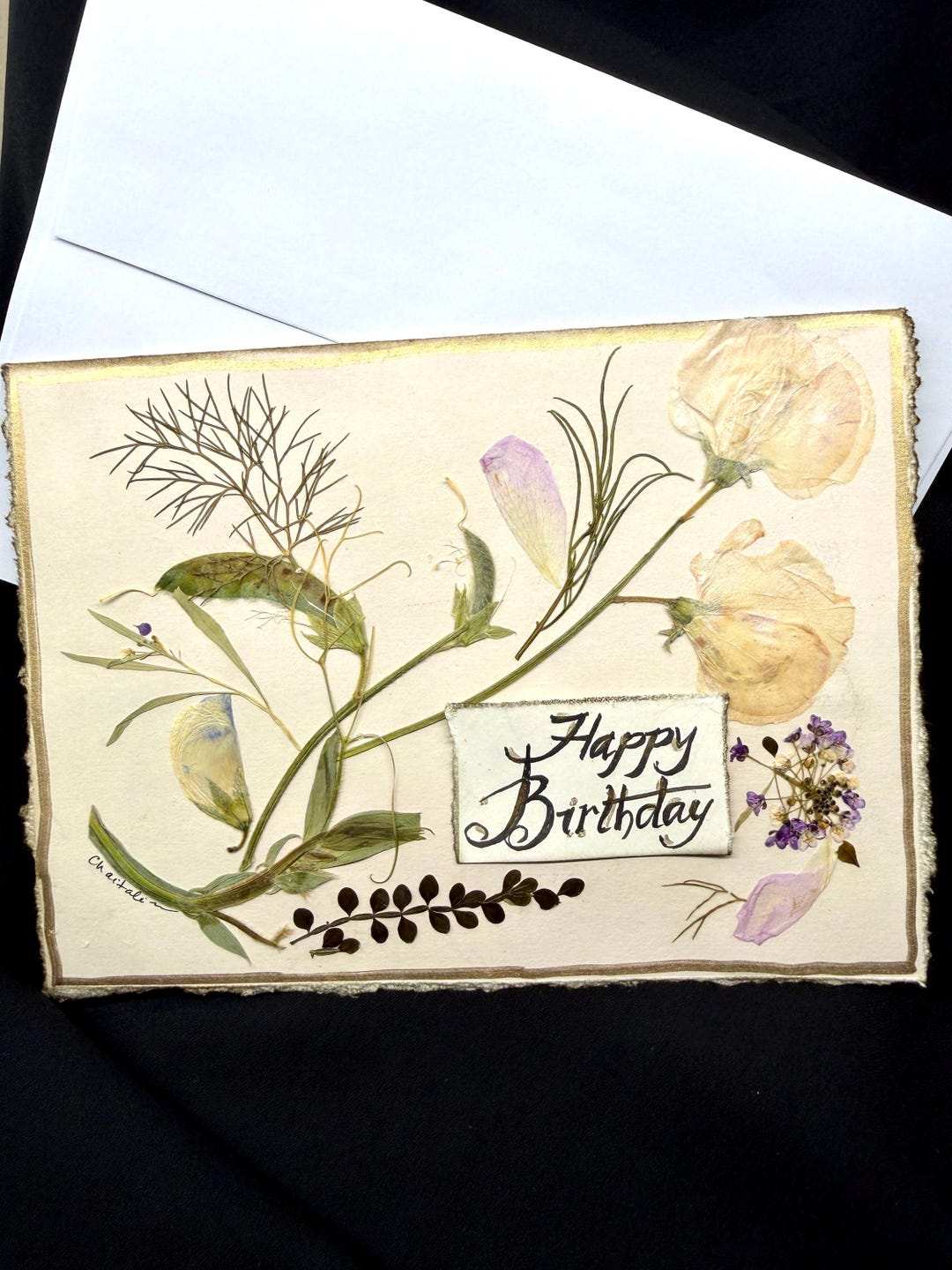 Pressed Flower Handmade Birthday Card – Floral Dyed Cardstock - Etsy