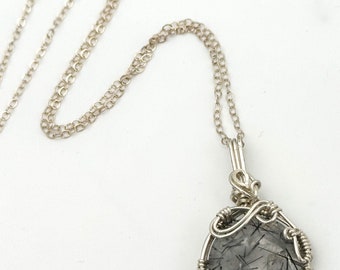 Tourmalinated Quartz Sterling Silver Pendant