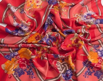 Auténtica BUFANDA de sarga de seda VALENTINO - Floral - 33 pulgadas - Silk Carré