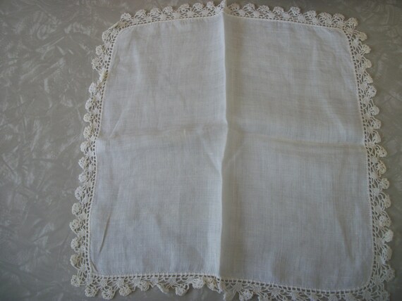 Vintage Handkerchiefs Three Crocheted Edges Hand … - image 3