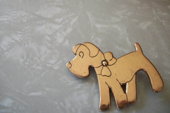 Vintage Copper Dog Brooch Pin Mid Century Retro - image 4