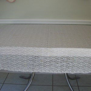 Vintage Lace Tablecloth All Lace Coverlet Ivory Off White Oval 87 x 51