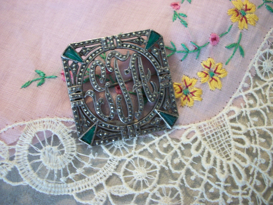 Lot De 3 Broches Anciennes En Argent Massif Avec Marcassites - Bijoux Antiques, Occasion