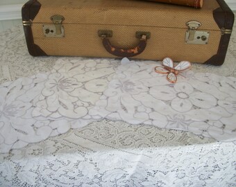 Vintage Madeira Style Hand Embroidered Linen Place Mats Three Shabby Cottage She Shed