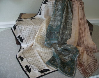 Vintage Silk Scarves Ann Klein Oscar de la Renta Hatton Choose Your Scarf