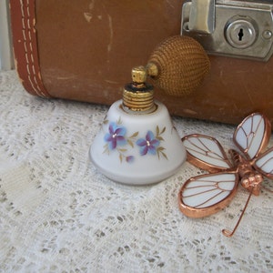 Vintage Perfume Atomizer Bottle Small White Opaque Glass Vanity Decor