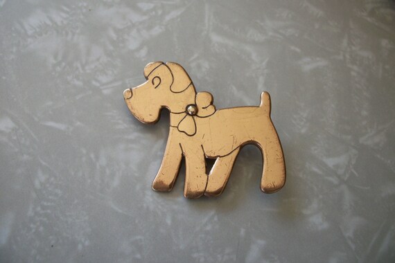 Vintage Copper Dog Brooch Pin Mid Century Retro - image 3