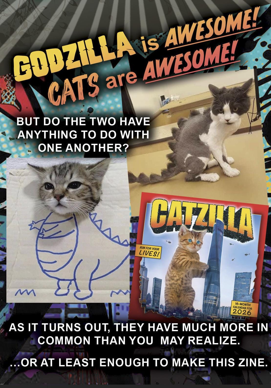 Godzilla Cat Godzilla and Cats Mini Zine - Etsy