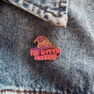 Big Witch Energy Wicca Hat Enamel Pin // Funny Enamel Pins // Unique Enamel Pins // Halloween Enamel Pins // Spooky Pastel Goth Pins image 2