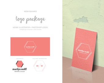 Logo Package - Hex in Line // DIY Photographer Logo and Branding Package // INSTANT DOWNLOAD ***Adobe Illustrator & Photoshop File***