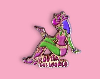 Outta This World Alien Cowgirl Enamel Pin // Funny Enamel Pins // Unique Enamel Pins // Space Pins // Pastel Goth Pins