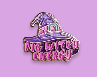 Big Witch Energy Wicca Hat Enamel Pin // Funny Enamel Pins // Unique Enamel Pins // Halloween Enamel Pins // Spooky Pastel Goth Pins