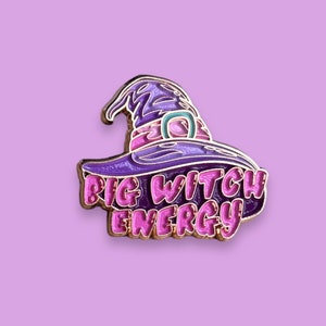 Big Witch Energy Wicca Hat Enamel Pin // Funny Enamel Pins // Unique Enamel Pins // Halloween Enamel Pins // Spooky Pastel Goth Pins image 1