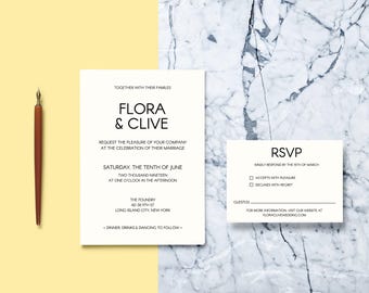 DIY Wedding Invitation // Modern and Contemporary Wedding Invitation Suite // Printable Wedding Invites // Editable PDF Template