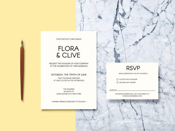 Diy Wedding Invitation Modern And Contemporary Wedding Etsy