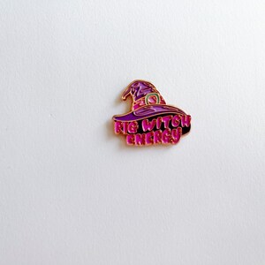 Big Witch Energy Wicca Hat Enamel Pin // Funny Enamel Pins // Unique Enamel Pins // Halloween Enamel Pins // Spooky Pastel Goth Pins image 3