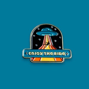 Enjoy the Ride Alien Abduction Enamel Pin // Funny Enamel Pins // Unique Enamel Pins // Space Pins // 1960s 1970s Style Pins image 6