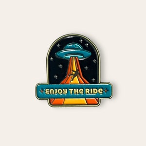 Enjoy the Ride Alien Abduction Enamel Pin // Funny Enamel Pins // Unique Enamel Pins // Space Pins // 1960s 1970s Style Pins image 2