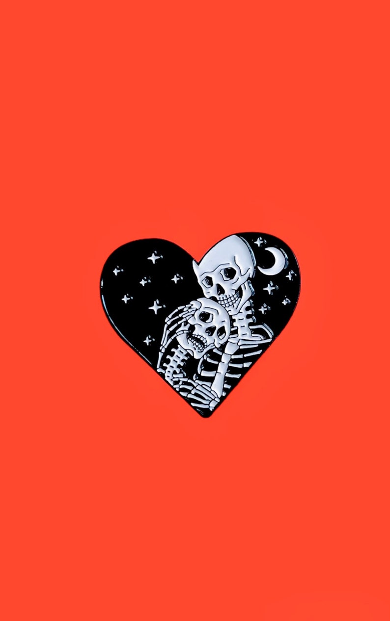 Eternal Love Heart Skeleton Night Sky Enamel Pin // Funny Enamel Pins // Unique Enamel Pins // Halloween Enamel Pins // Spooky Goth Pins image 8