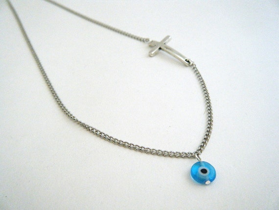 Items Similar To Evil Eye Necklace Good Luck And Protection Sideways