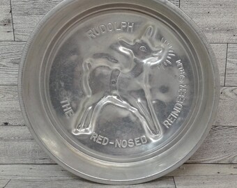 Vintage RLM Aluminum Rudolph The Red-Nosed Reindeer Baking Tin Jello Cake Mold