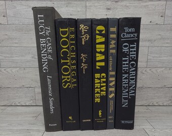 Vintage Book Lot of 6 Hardcover BLACK Books for Staging Prop Decor Display Art