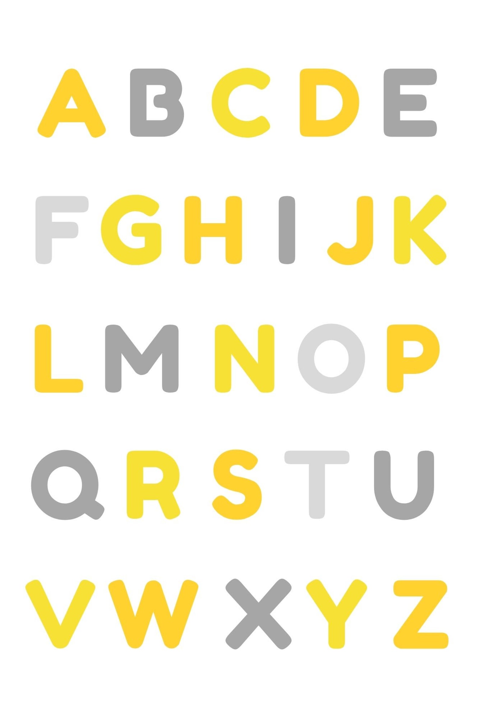 alphabet nursery artwork printable download etsy