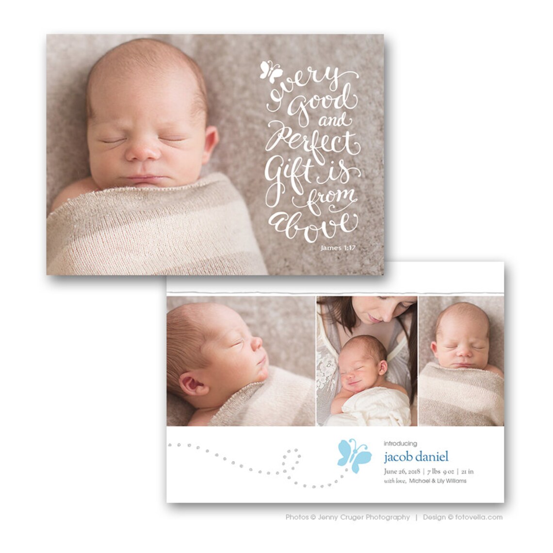 Birth Announcement Card Bible Verse Christian Themed Etsy