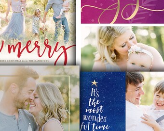 Holiday Newsletter Photo Card Template Bundle - Year In Review Newsletter Template - HOLIDAY NEWS BUNDLE - 1591