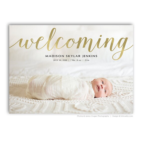 Birth Announcement Card 7X5 Photo Card Template For Pro Etsy