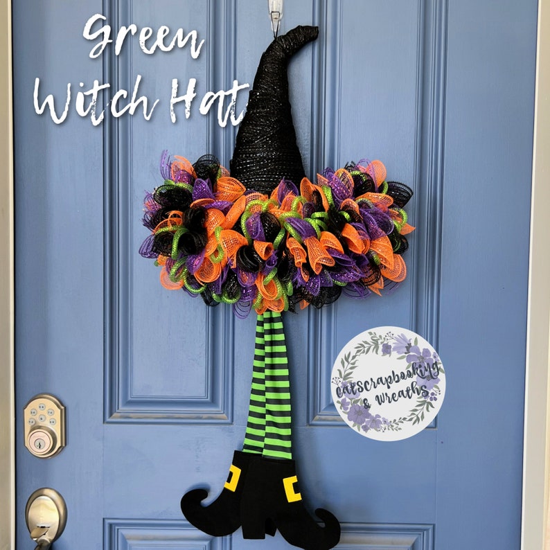 Witch Hat | Halloween Wreath | Witchy Decor | Witch Decor | Witch Wreath | Halloween Wall Decor ...
