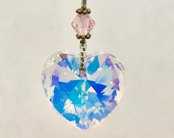 Pink Swarovski Crystal Heart Sun Catcher