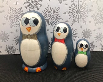 Penguin Matryoshka Nesting Dolls set of 3
