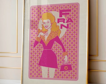 Fran Fine fan art midcentury modern poster digital art the nanny maximalism dorm decor