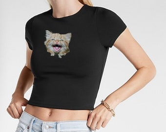 LMAO Kitty Crop Tee