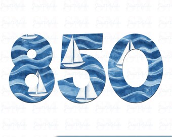 850 Sailboat PNG: Florida Panhandle Area Code Coastal Art (Digital Download)