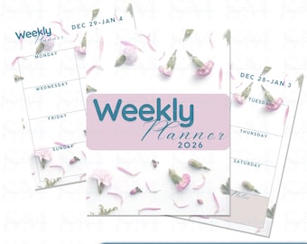 52 Week Printable Planner 2026 | Weekly Organizer PDF | Cute Digital Planner for Women