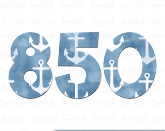 Florida Panhandle Anchor PNG: 850 Area Code Nautical Clipart (Digital Download)