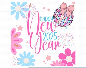 Happy New Year PNG | Fireworks Clipart, New Year Celebration Design, 2024 New Year&#39;s Eve, Digital File for Invitations, Cards|Printable,2025