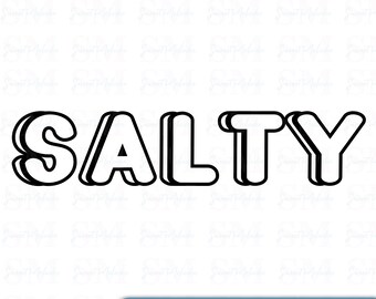 Salty Bubble Letters PNG: Beach Word Art (Digital Download)