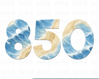 850 Sand Footprints PNG: Florida Panhandle Area Code Art (Digital Download)