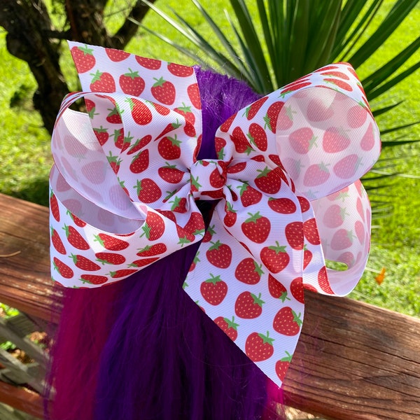 Strawberry extra large hair bow boutique hair bow strawberry Southern Style Hair Bow made with Grosgrain Ribbon XL