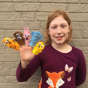Zoo safari animal felt finger puppet toy, Educational baby gift