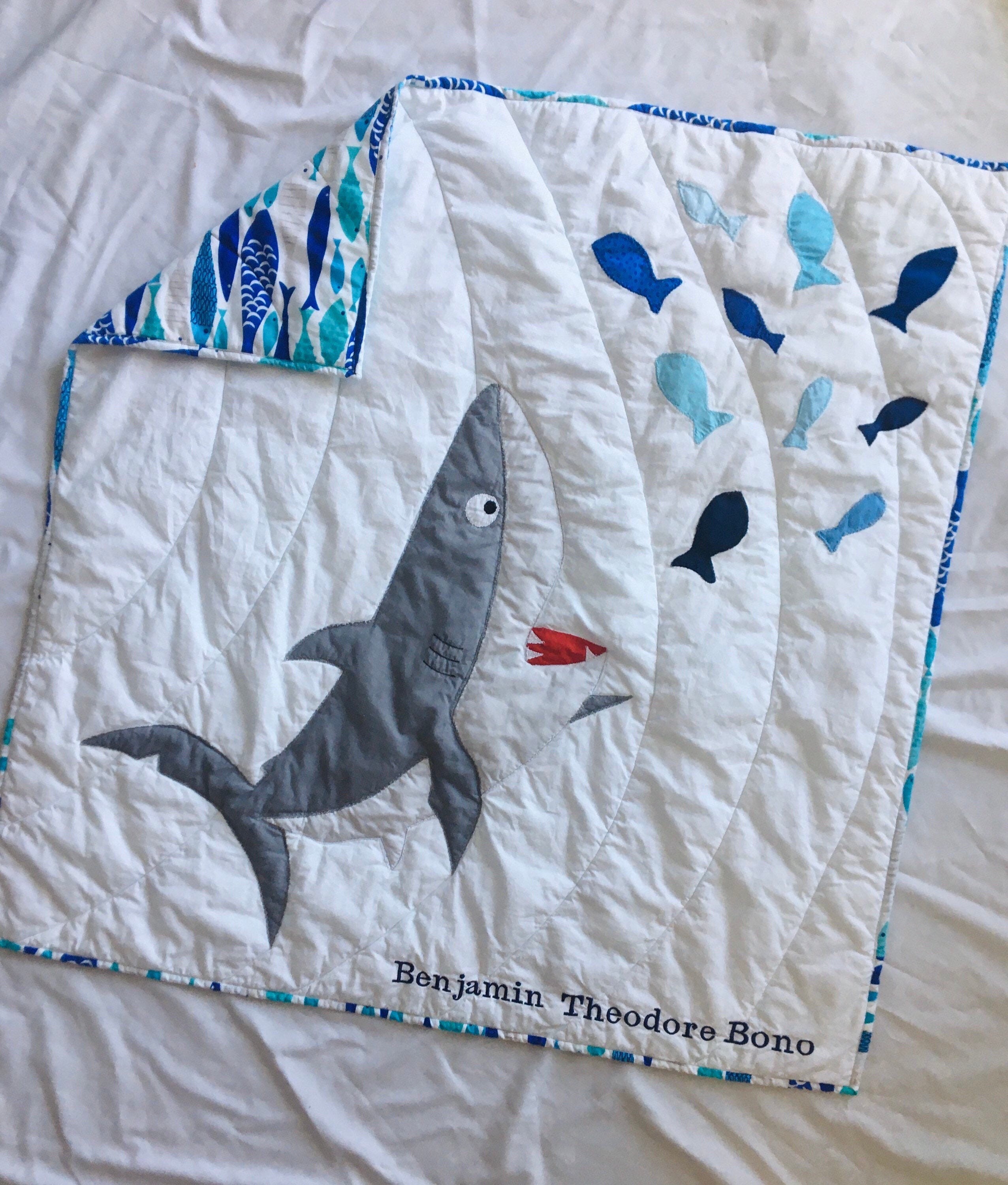 Custom shark blanket Personalized baby gift Baby boy Etsy