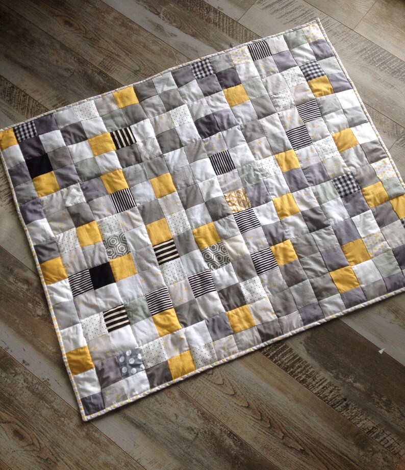Modern baby quilt Modern patchwork quilt Monochromatic crib quilt Custom made patchwork blanket