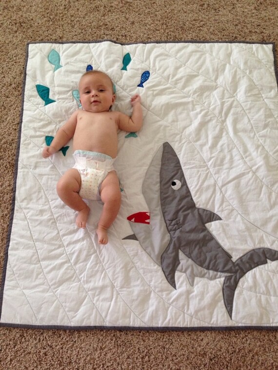 baby boy shark crib bedding