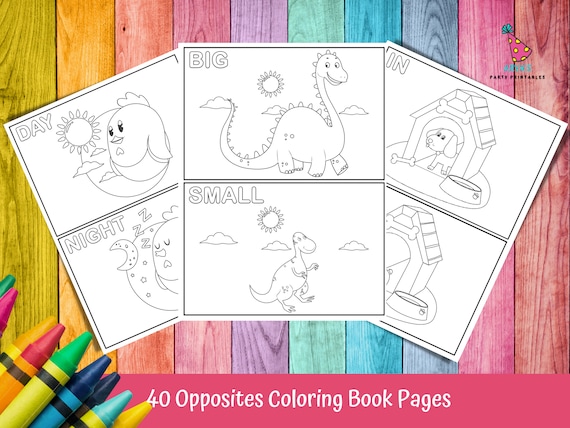 Opposites Coloring Pages 40 Printable Color Pages Toddler - Etsy
