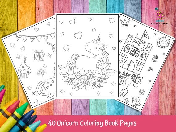 Unicorn Coloring Pages 40 Printable Color Pages Unicorn - Etsy