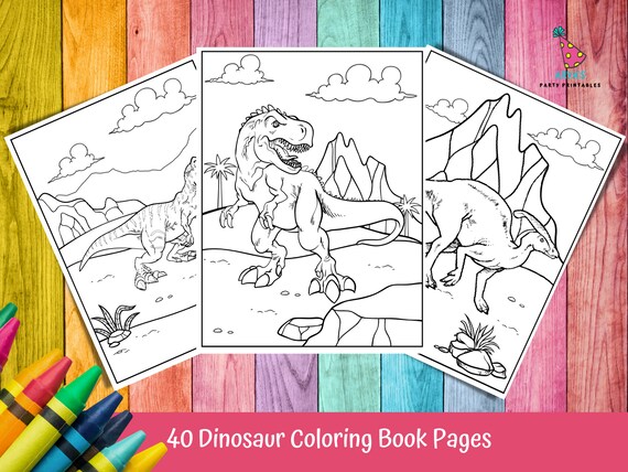 Dinosaur Coloring Pages 40 Printable Color Pages Dinosaur - Etsy